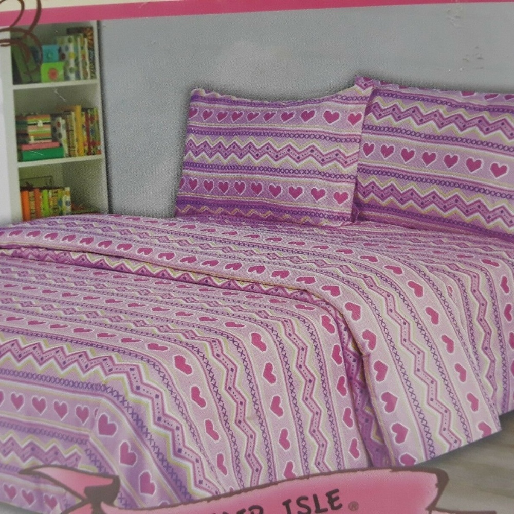 Heart Zig Zag Chevron Pattern Twin Sheet Set